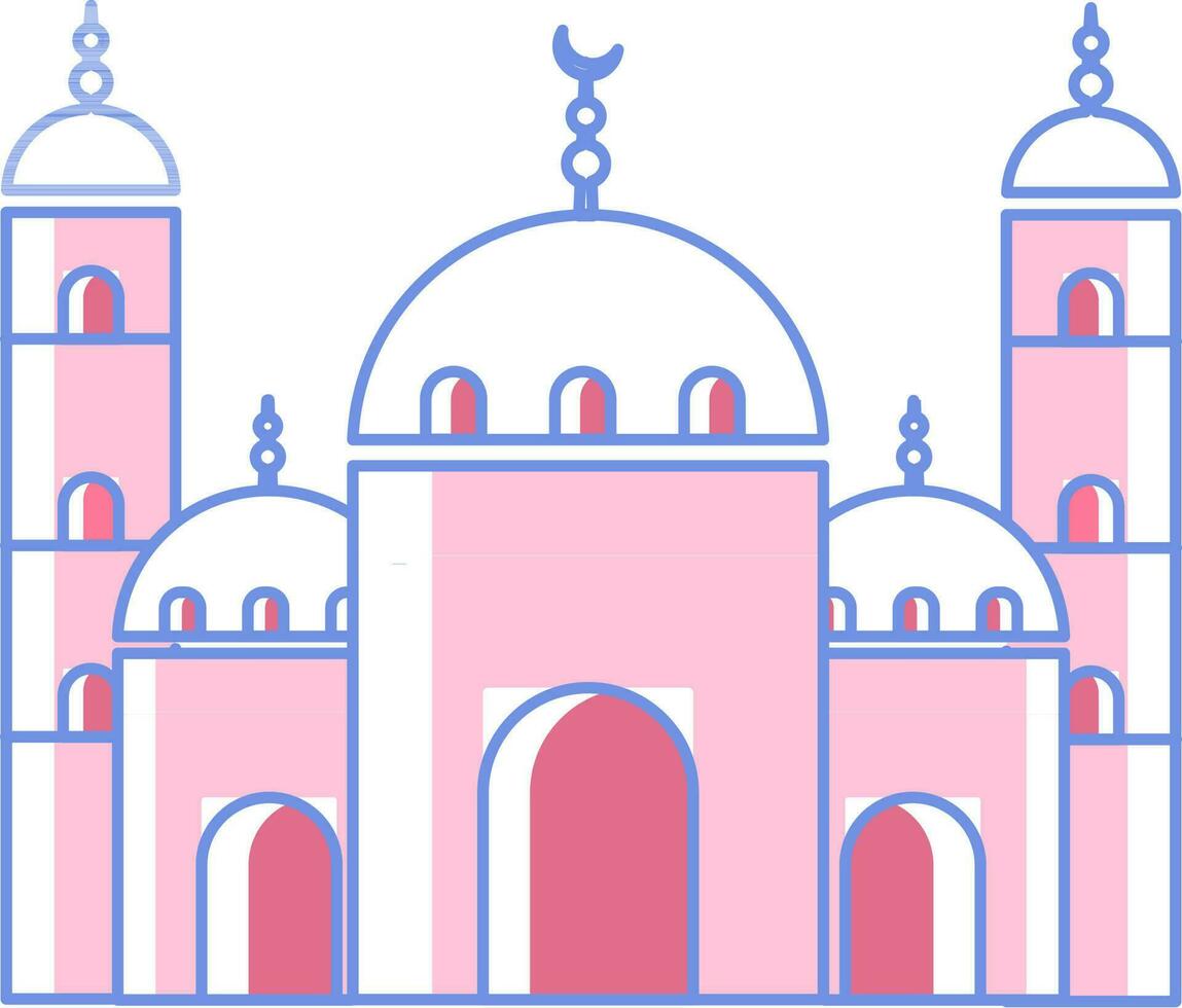 Flat Style Mosque Element In Red And White Color. vector