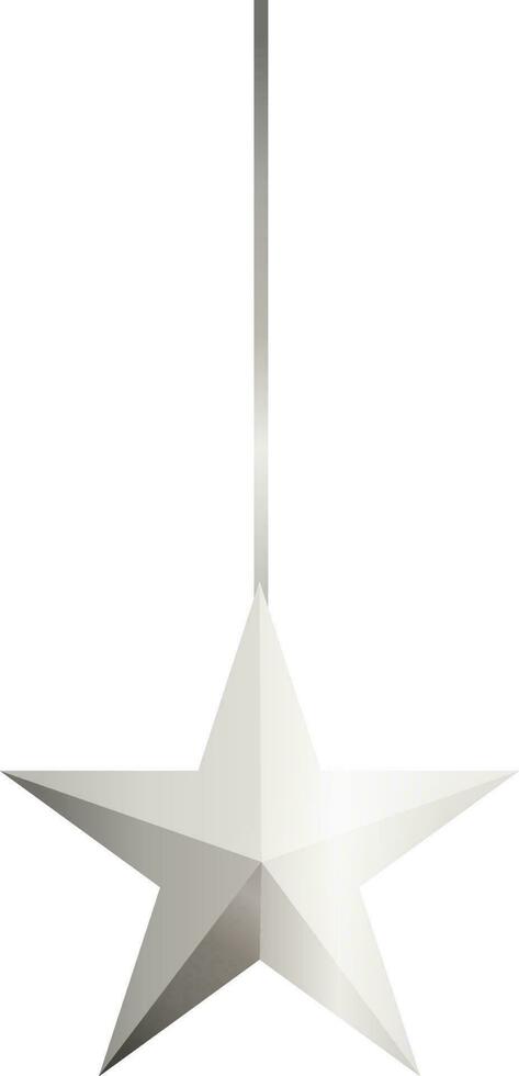 3D Silver Star Hang On White Background. vector