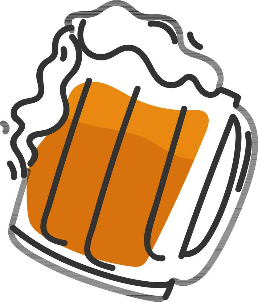 Flat Style Beer Mug Element In Orange And White Color. vector