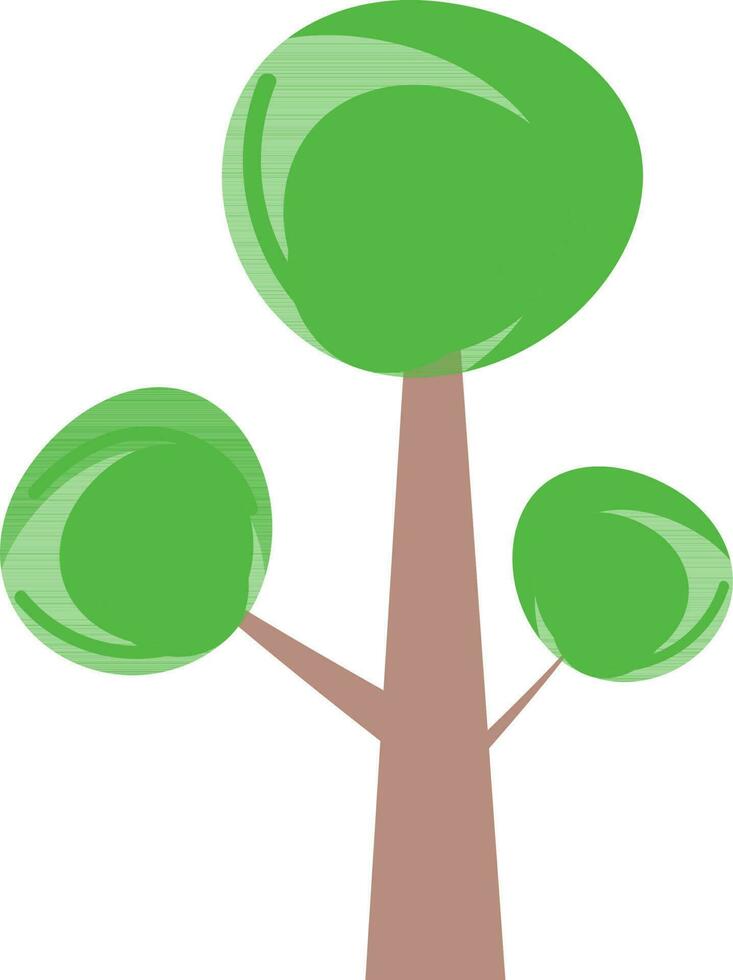 Doodle Style Tree Element In Green And Brown Color. vector