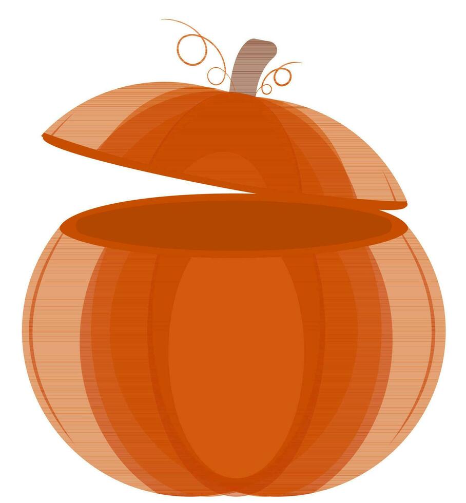 Pumpkin With Open Lid Element In Orange Color. vector