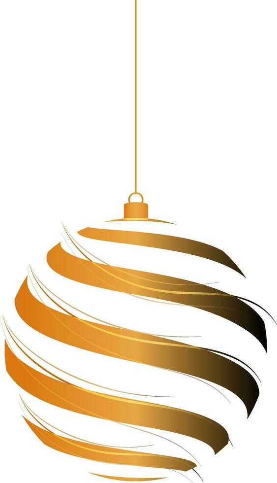 Golden Stripe Bauble Hang On White Background. vector