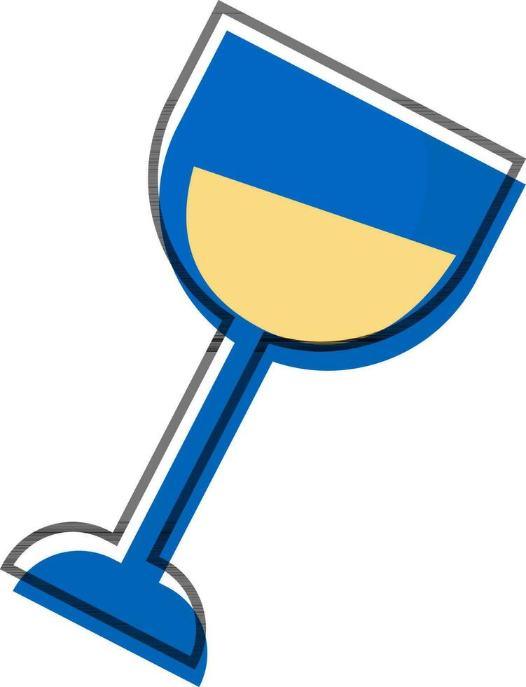 plano estilo Copa de vino elemento en azul y amarillo color. vector