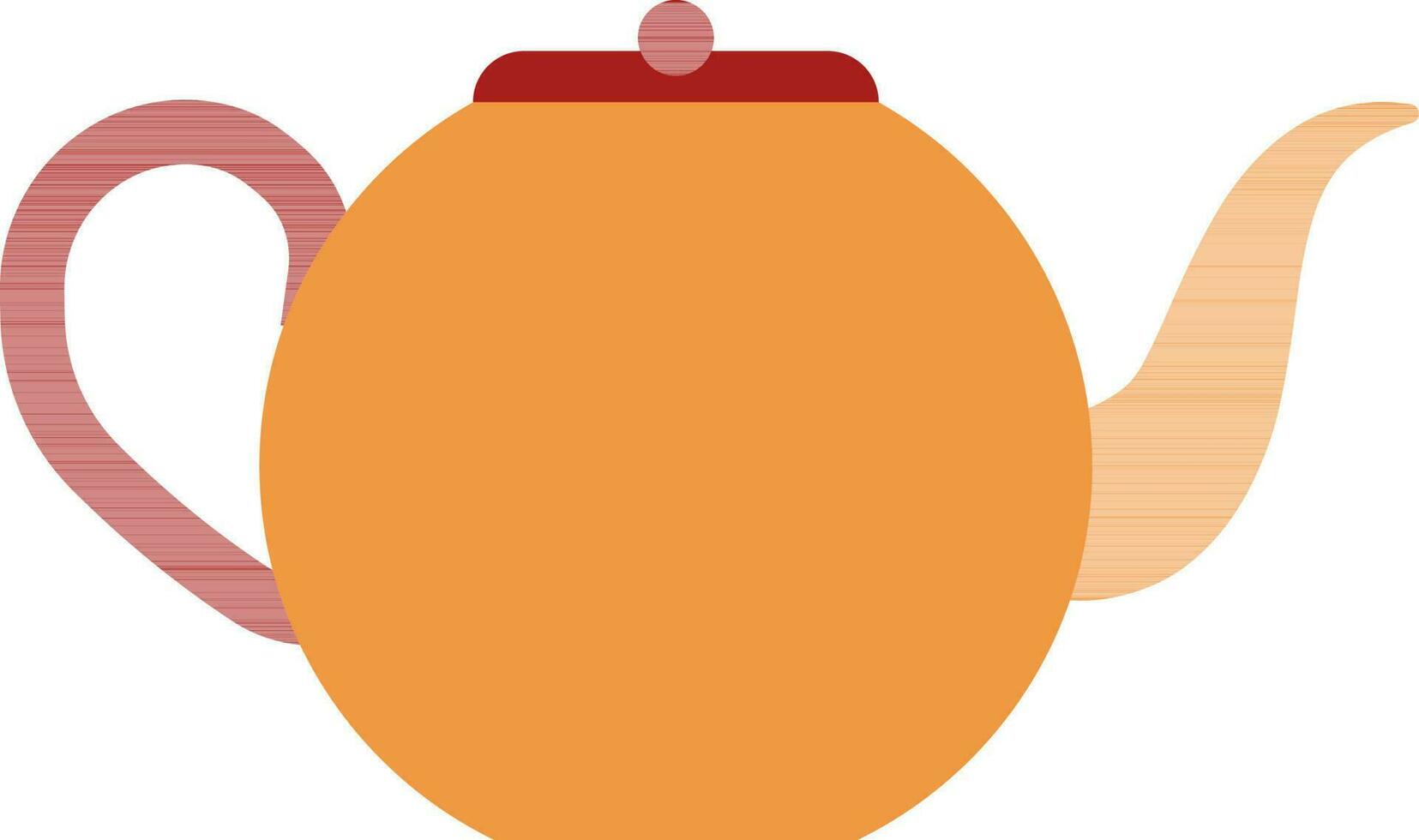 Isolated Teapot Or Kettle Element In Orange And Red Color. vector