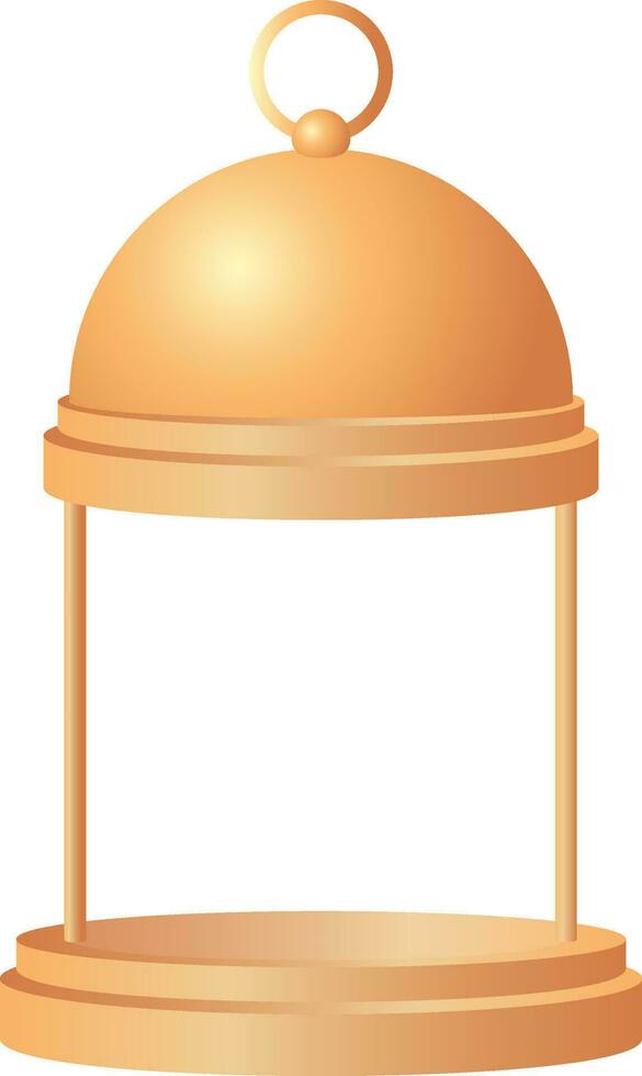 3D Golden Arabic Lantern On White Background. vector