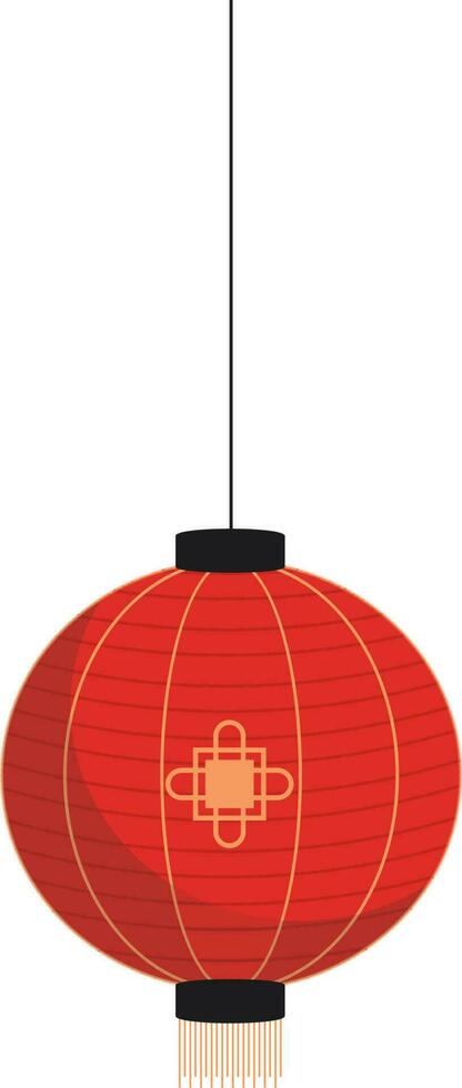 Hanging Chinese Lantern Element In Red Color. vector