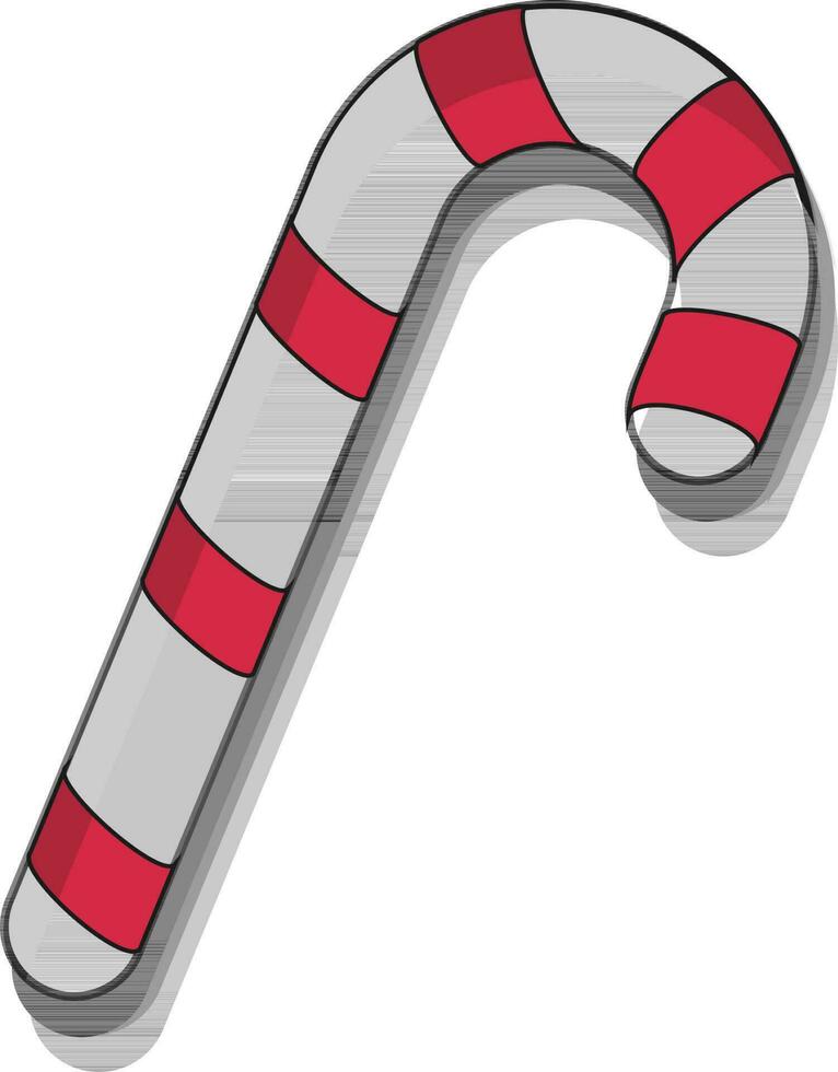 Isolated Candy Cane Element In White And Red Color. vector