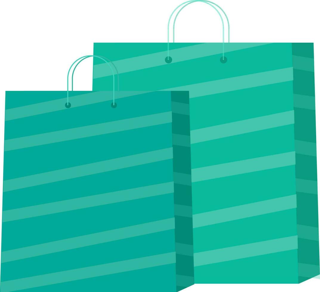 Pair Of Carry Or Shopping Bag Element In Turquoise Color. vector