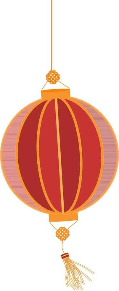 Isolated Chinese Lantern Hang Element In Red And Orange Color. vector