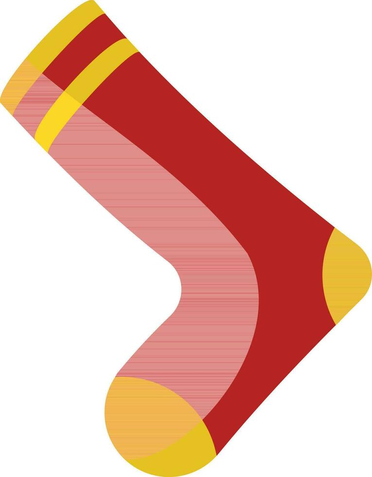 Isolated Sock Element In Red And Yellow Color. vector