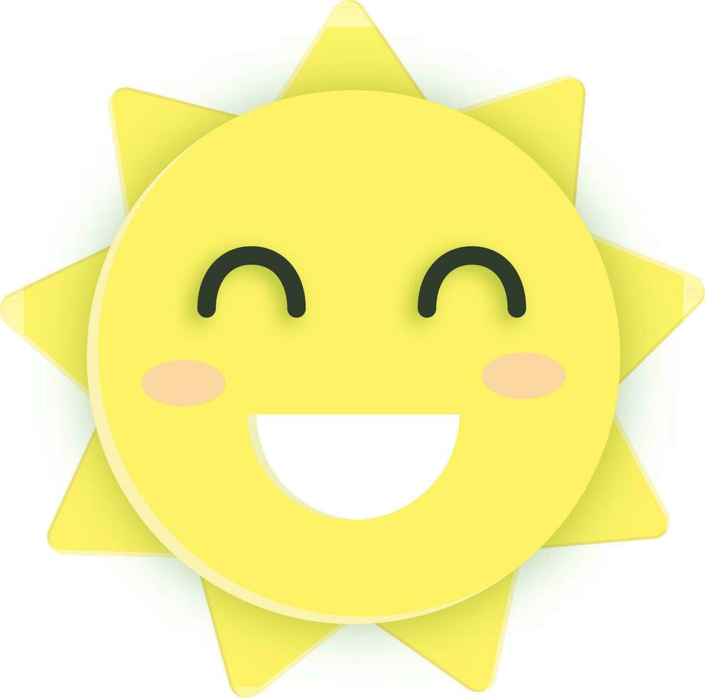 Paper Cut Cheerful Sun On White Background. vector