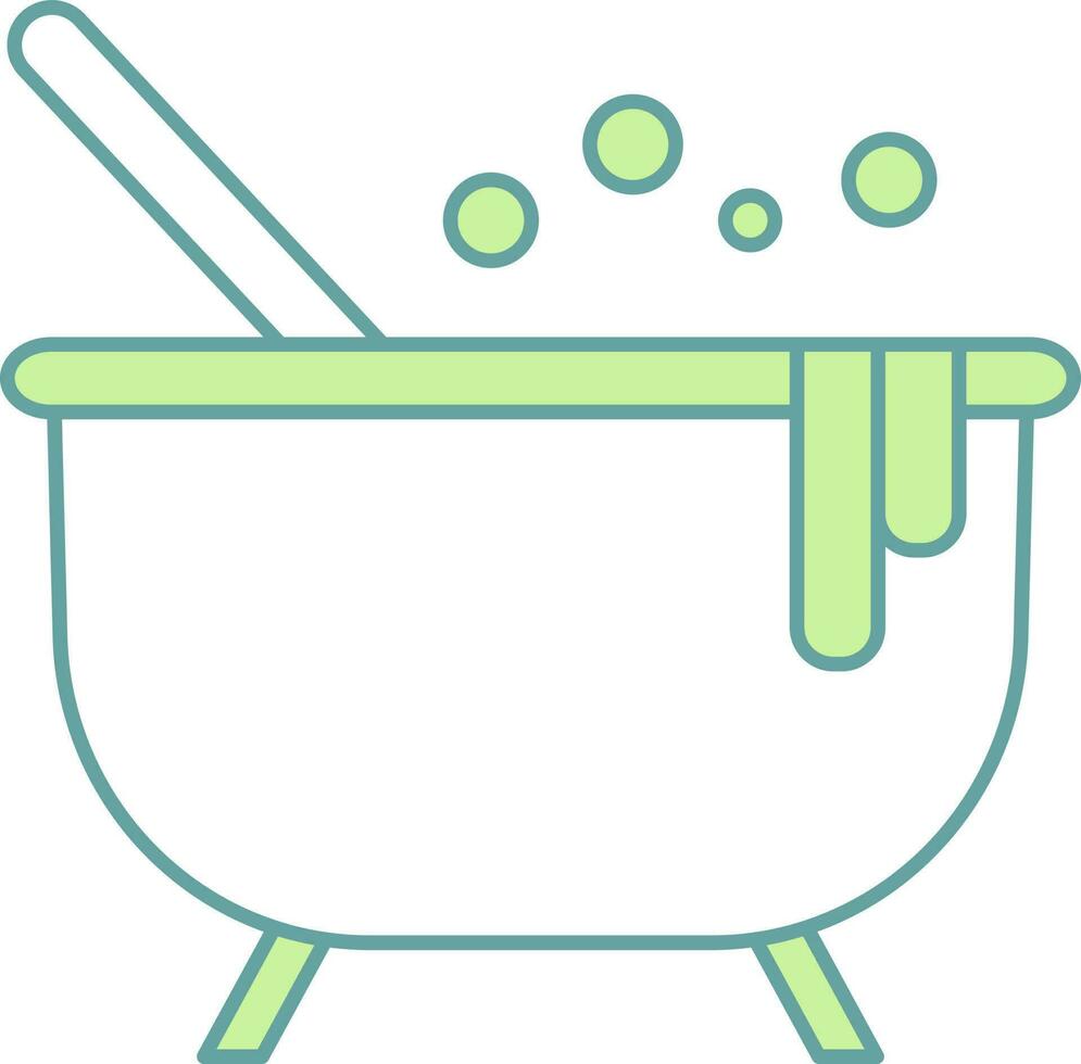 Cauldron Pot Icon In Green And White Color. vector