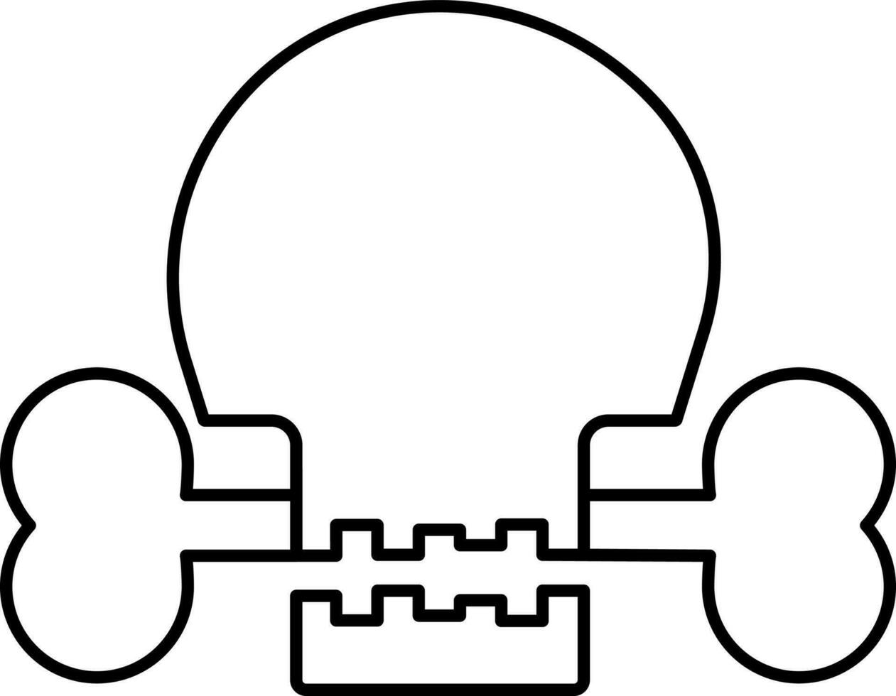 Skull And Bone Icon In Black Outline. vector