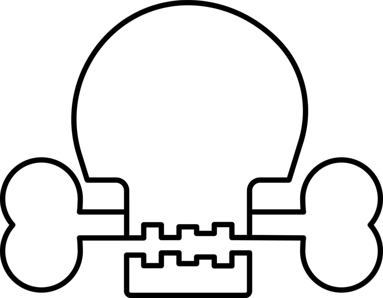 Skull And Bone Icon In Black Outline. vector