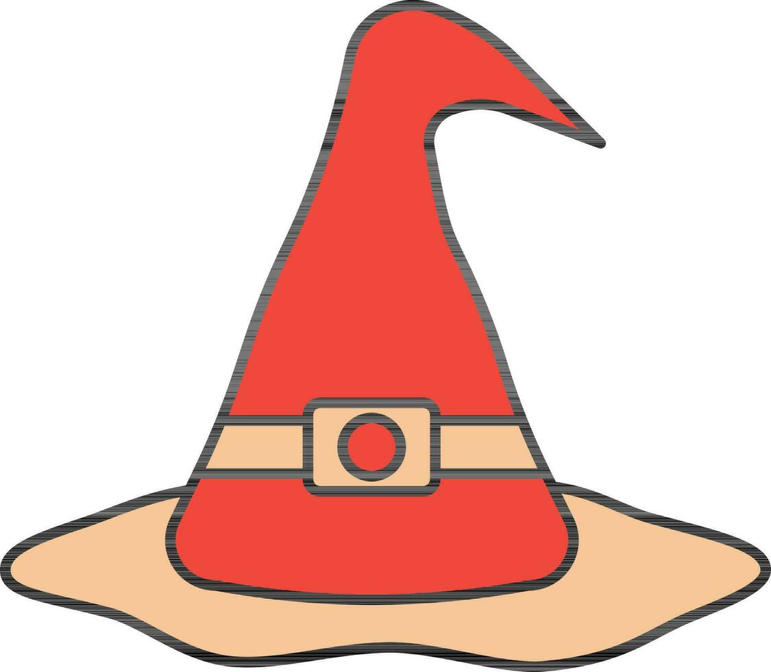 bruja sombrero icono en rojo y naranja color. vector