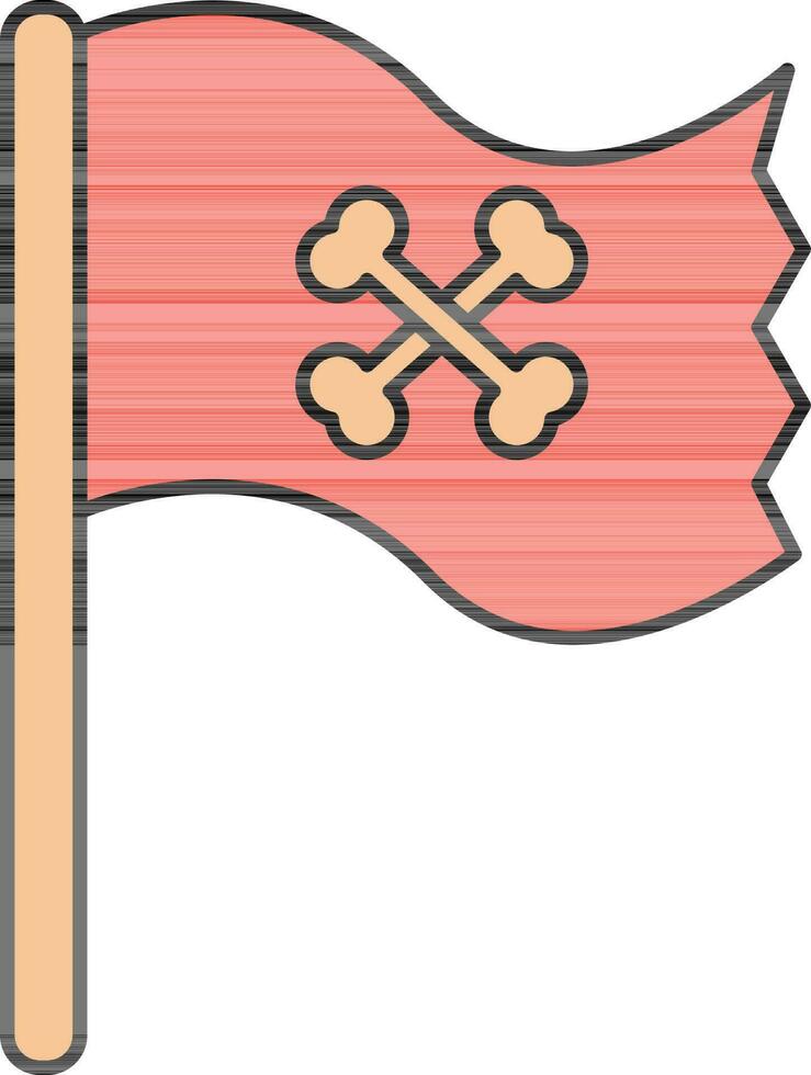 Crossbones Flag Icon In Red And Orange Color. vector