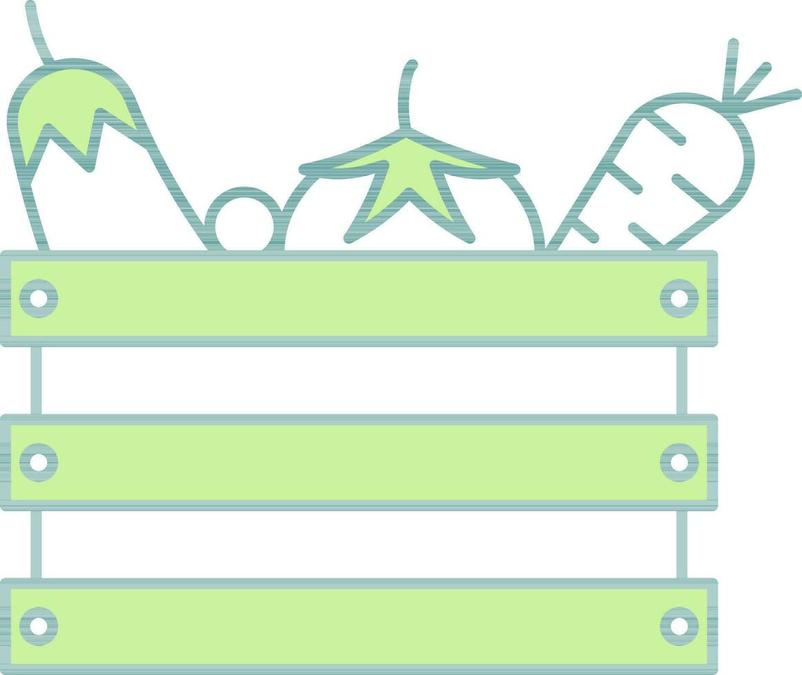 Vegetables Basket Icon In Green And White Color. vector