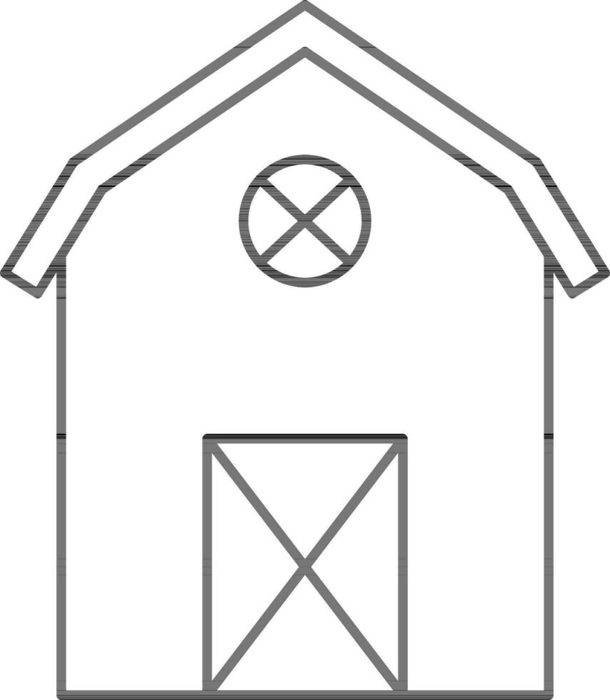 Black Outline Barn Icon Or Symbol. vector