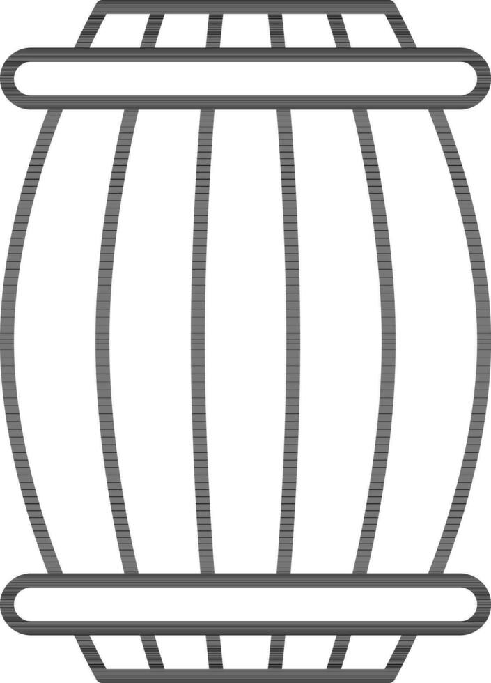 Wooden Barrel Icon In Line Art. vector