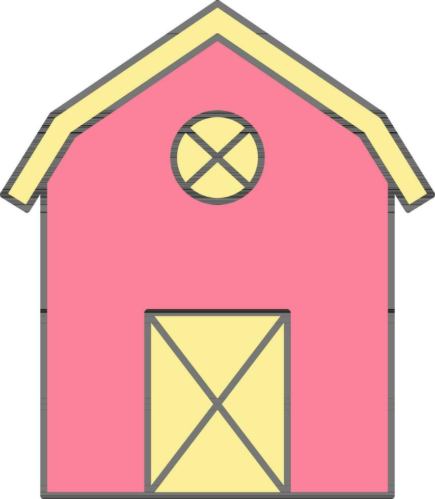 Illustration Of Barn Icon In Pink And Yellow Color. vector