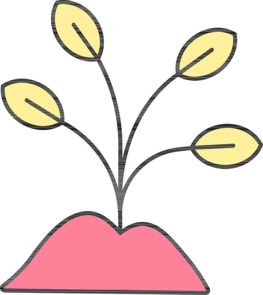 Sprout Or Plantation Icon In Pink And Yellow Color. vector