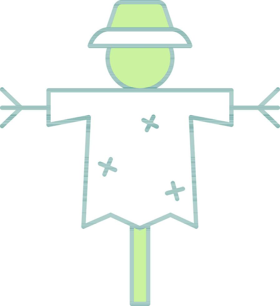 Scarecrow Icon Or Symbol In Green And White Color. vector