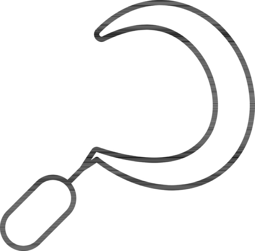 Sickle Icon In Black Line Art. vector