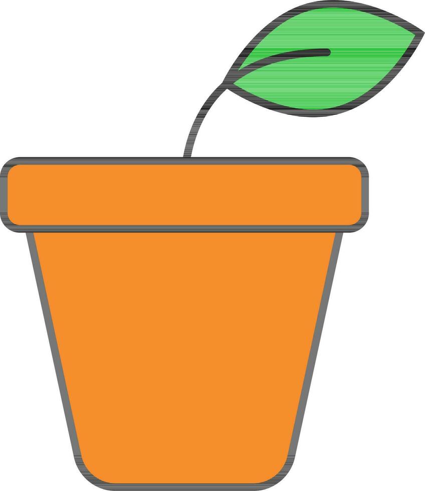 hoja planta florero icono en verde y naranja color. vector