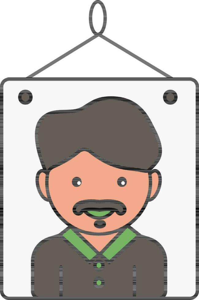 hombre foto marco icono en blanco y gris color. vector