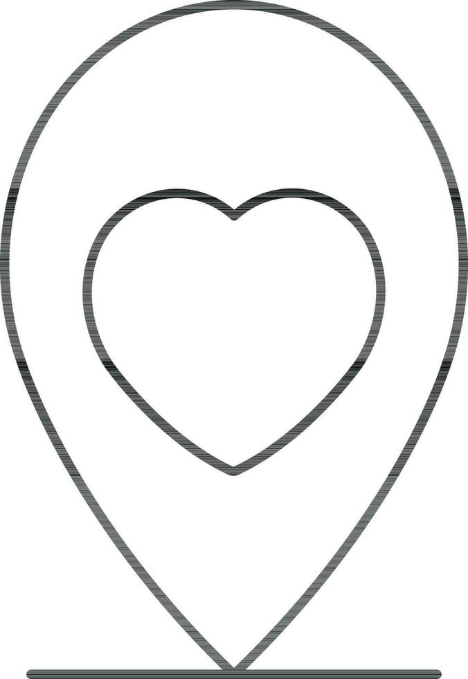 Favorite Location Pin Icon In Black Line Art. vector