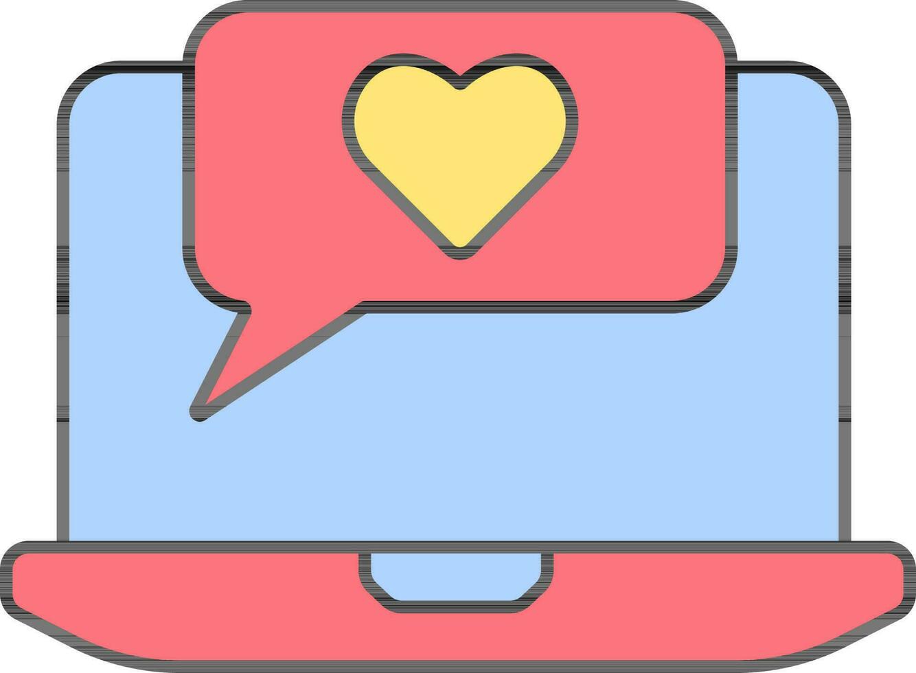 Heart Message Bubble In Laptop Screen Colorful Icon. vector