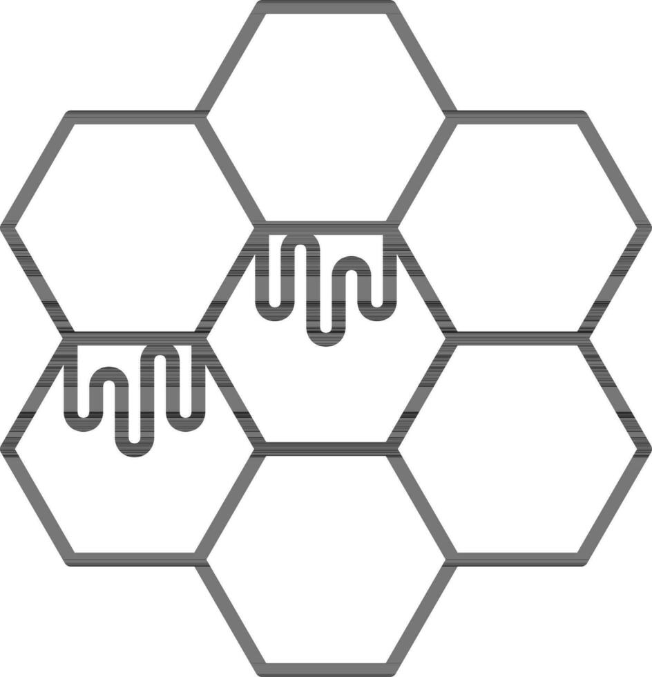 Linear Style Honeycomb Icon. vector