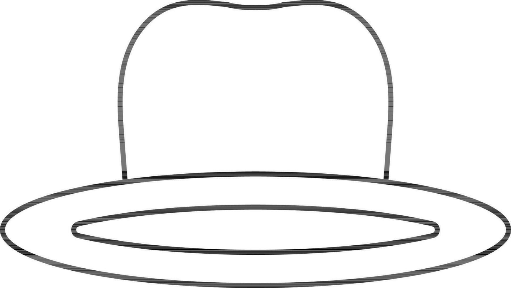 Round Hat Icon In Black Outline. vector