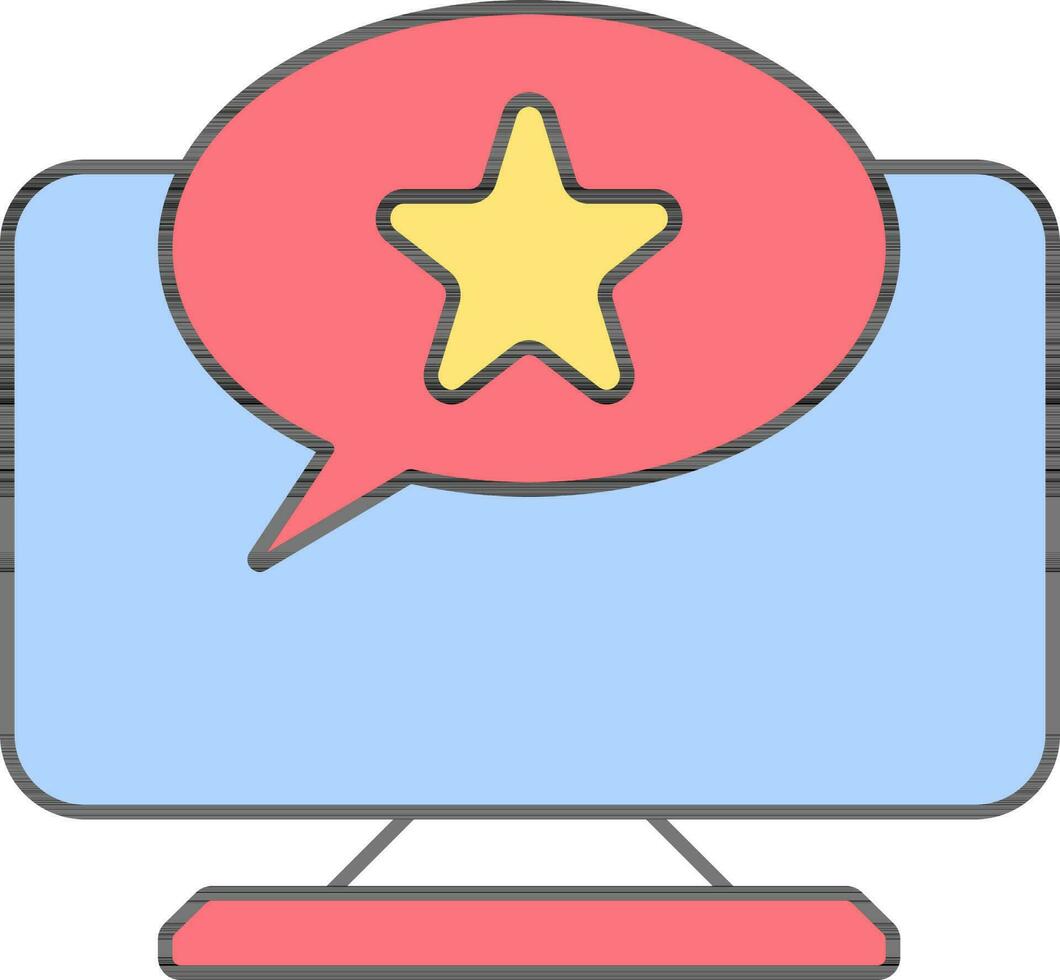 Star Message Bubble In Desktop Screen Colorful Icon. vector