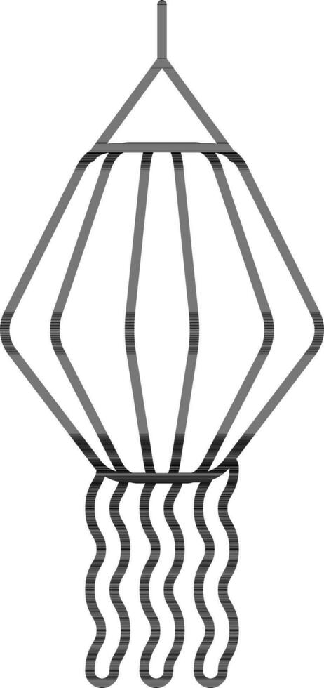 Lantern Icon In Black Line Art. vector