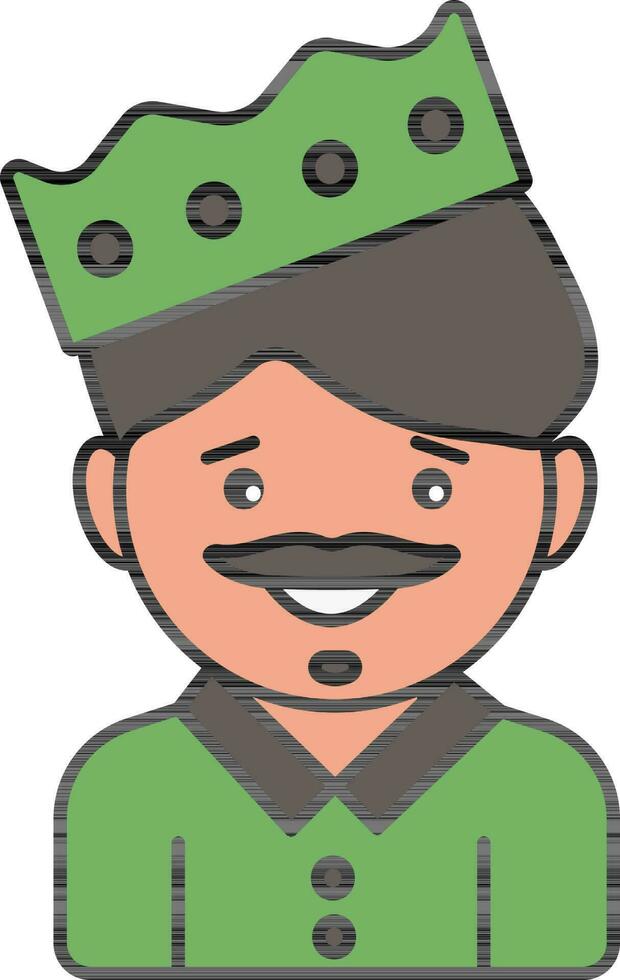 Man Wearing Crown Icon In Green And Gray Color. vector