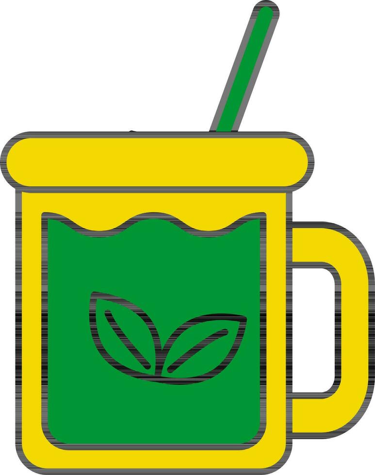 Mojito Mug Icon In Green And Yellow Color. vector