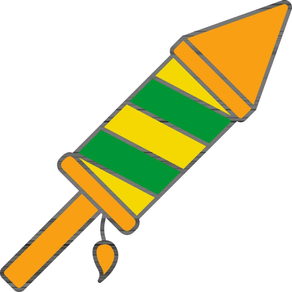 Orange And Green Color Fireworks Rocket Icon. vector