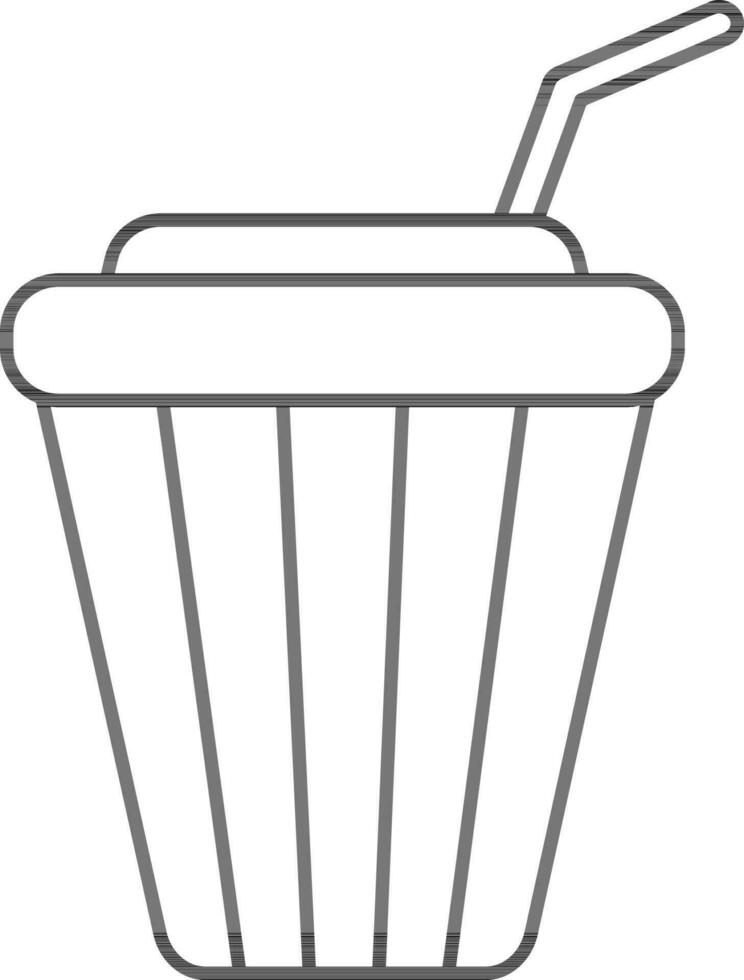 Disposable Cup With Straw Icon In Line Art. vector