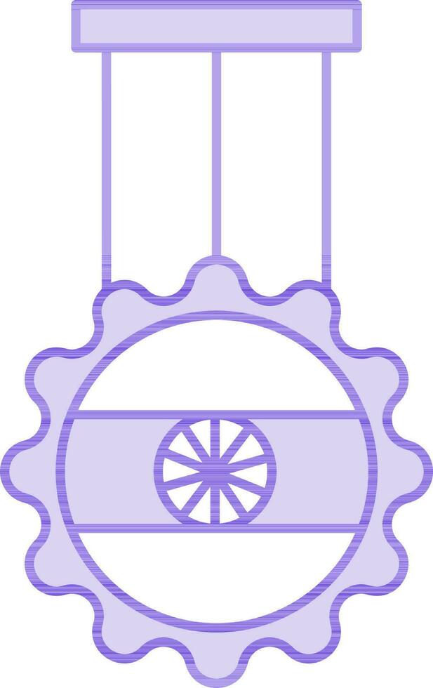 Indian Medal Icon In Purple And White Color. vector