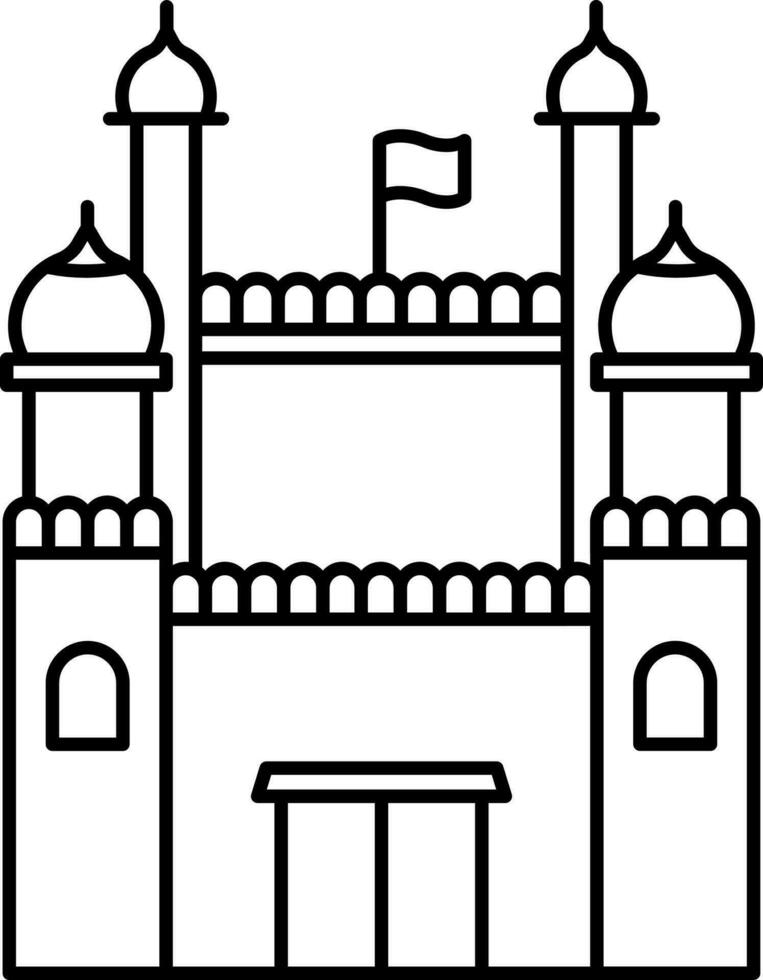 Red Fort Icon In Thin Line Art. vector