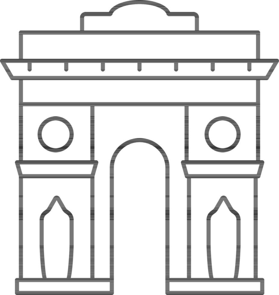 India Gate Icon In Black Line Art. vector