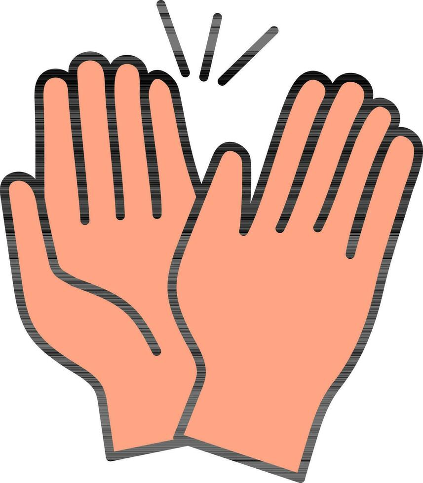 Orange Color Clapping Or High Five Icon. vector