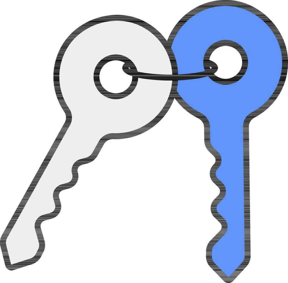 Key Icon In Blue And Gray Color. vector