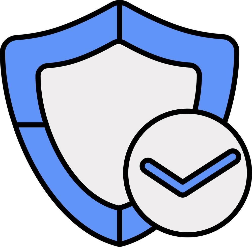 Blue And Gray Color Approve Shield Icon. vector