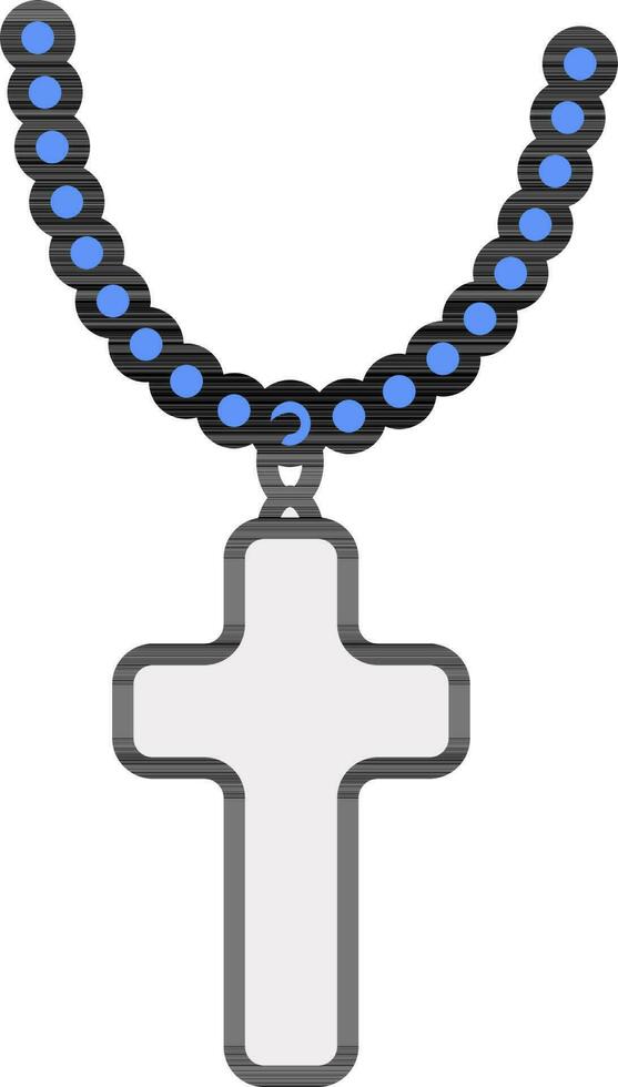 Rosary Icon In Blue And Gray Color. vector