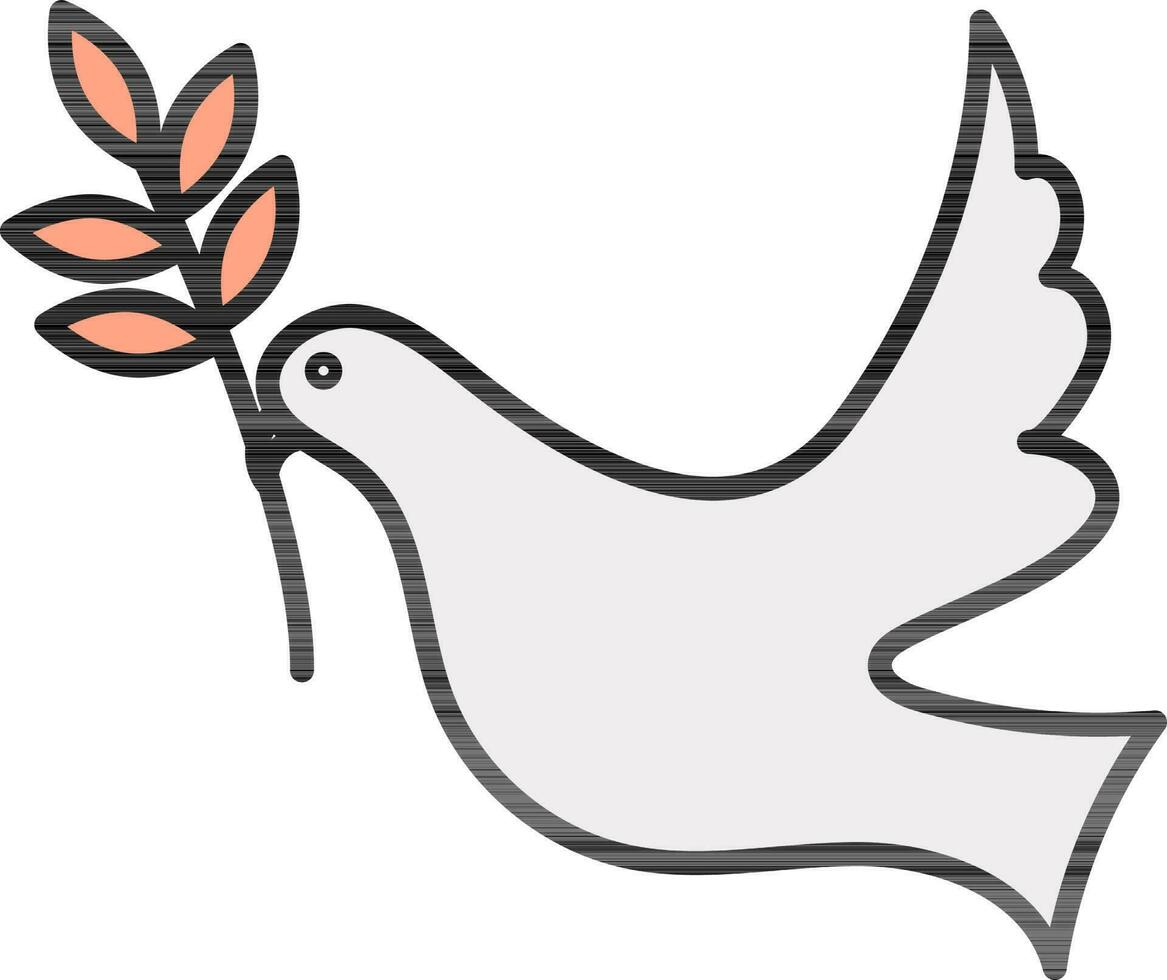 Dove Icon In Gray And Peach Color. vector