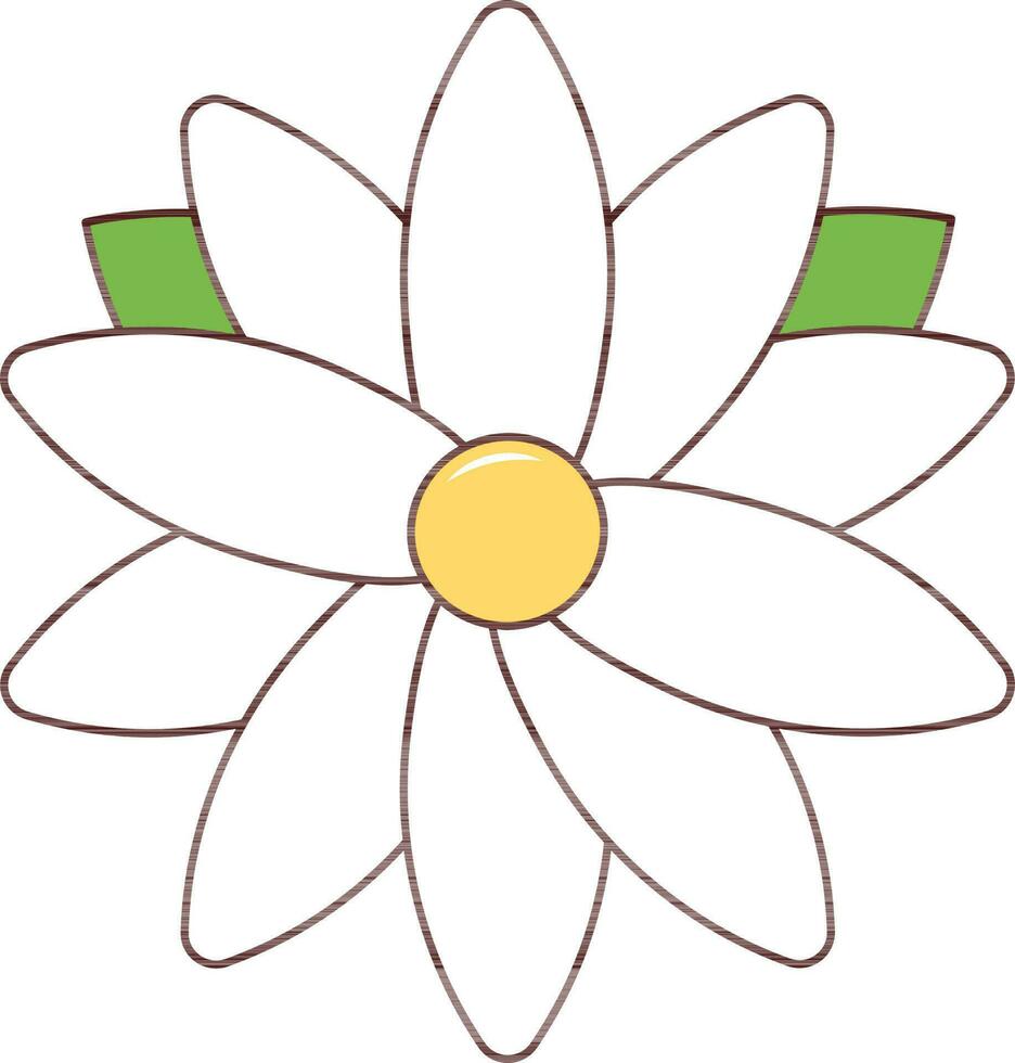 blanco color flor con verde hoja icono. vector