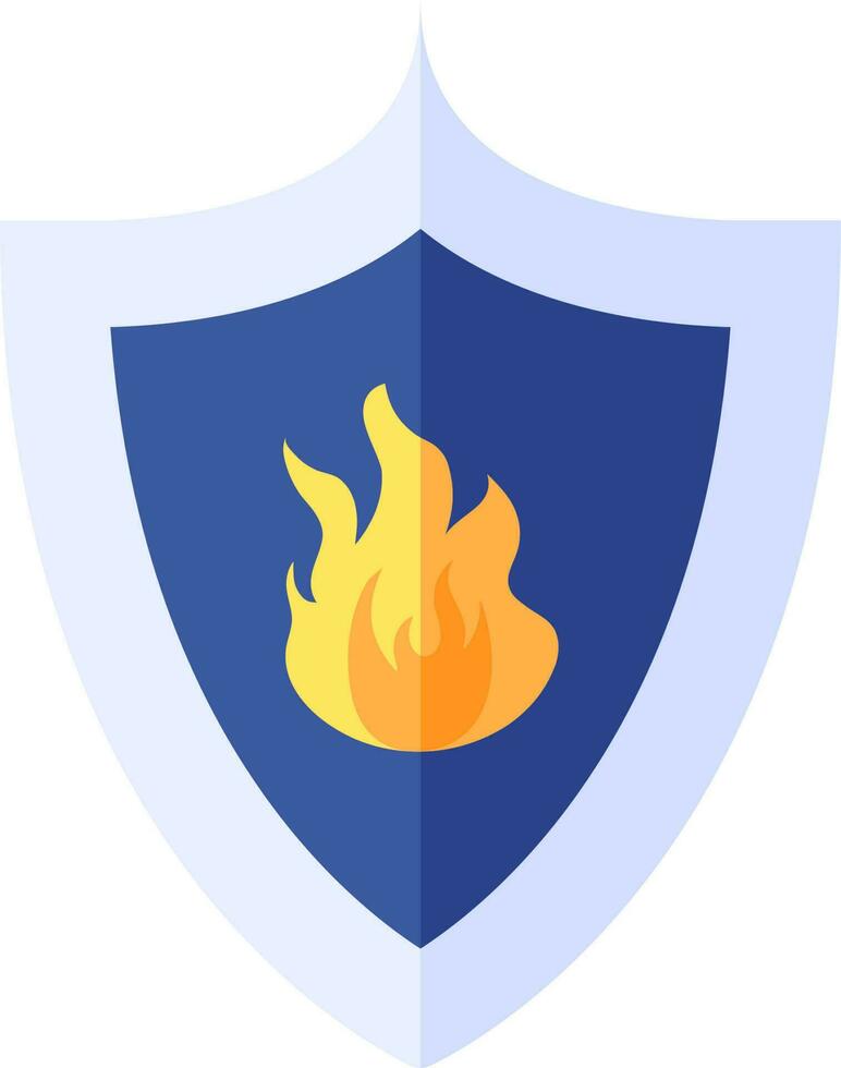 Fire Shield Icon In Blue And Yellow Color. vector