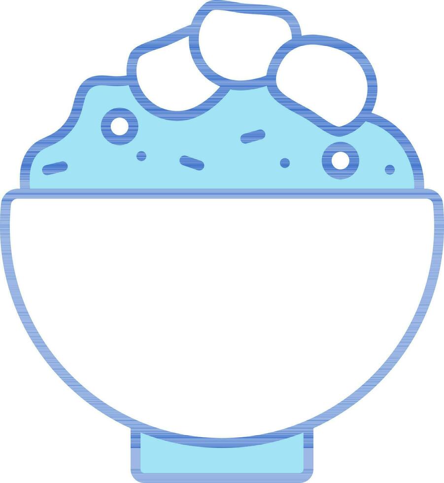 Dish Or Rice Bowl Icon In Blue And White Color. vector